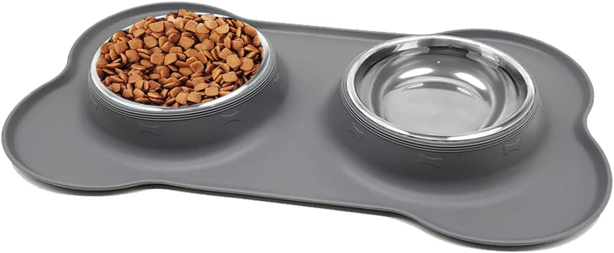YOKA Double Stainless-Steel Pet Bowls with Mat