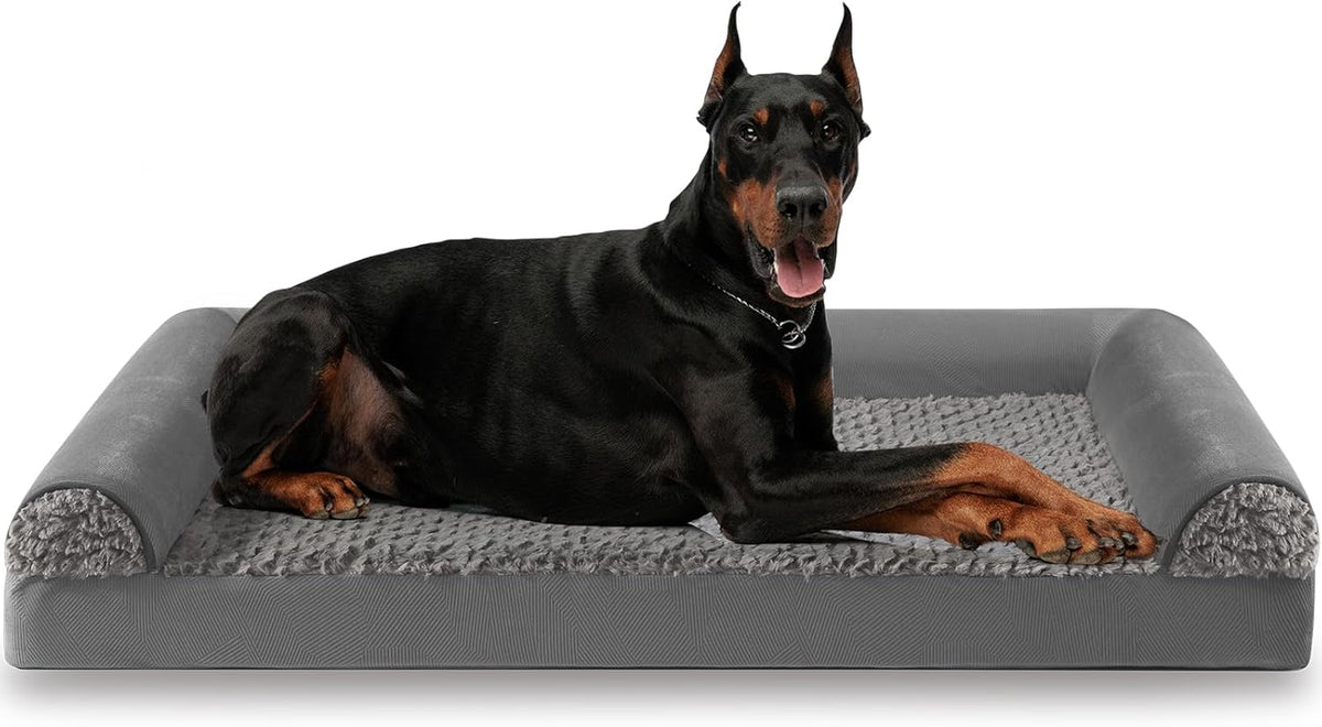 FURTIME Foam Dog Sofa Bed with U-Shaped Bolster