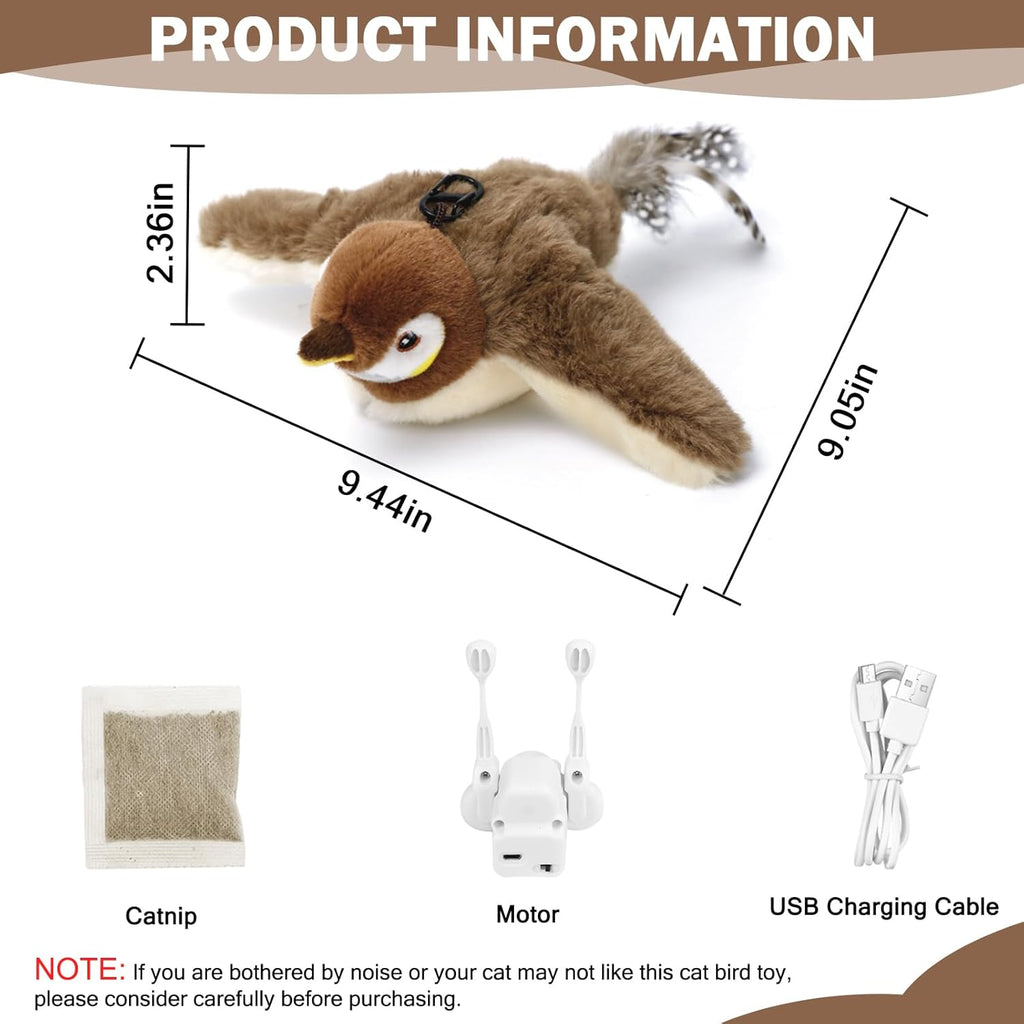 Nepfaivy Rechargeable Flapping Bird Cat Toy