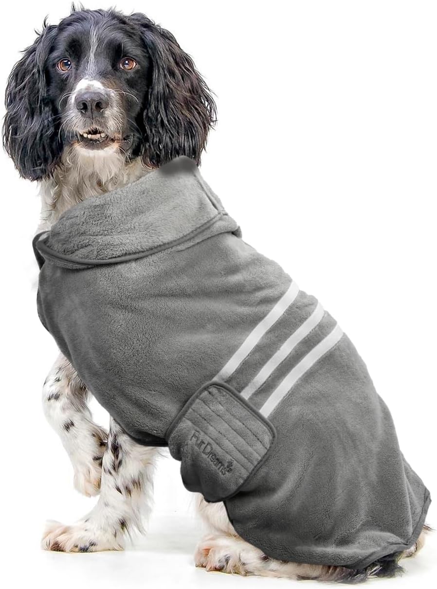 FurDreams Coral-Fleece Dog Bathrobe