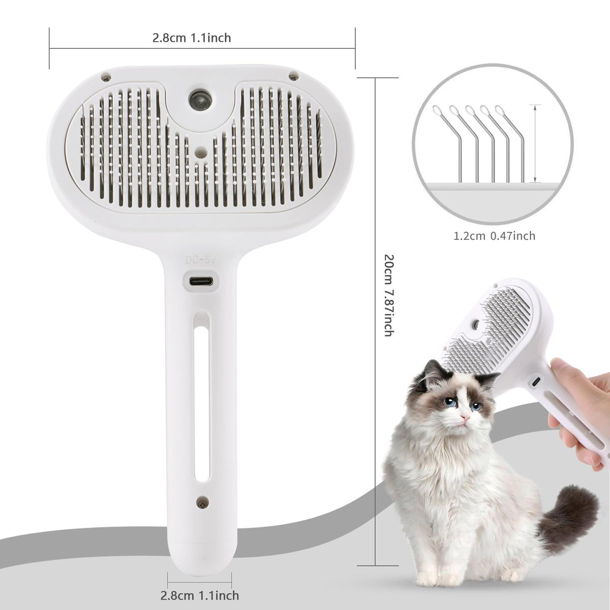 Self-Cleaning Pet Grooming Brush with Water Spray