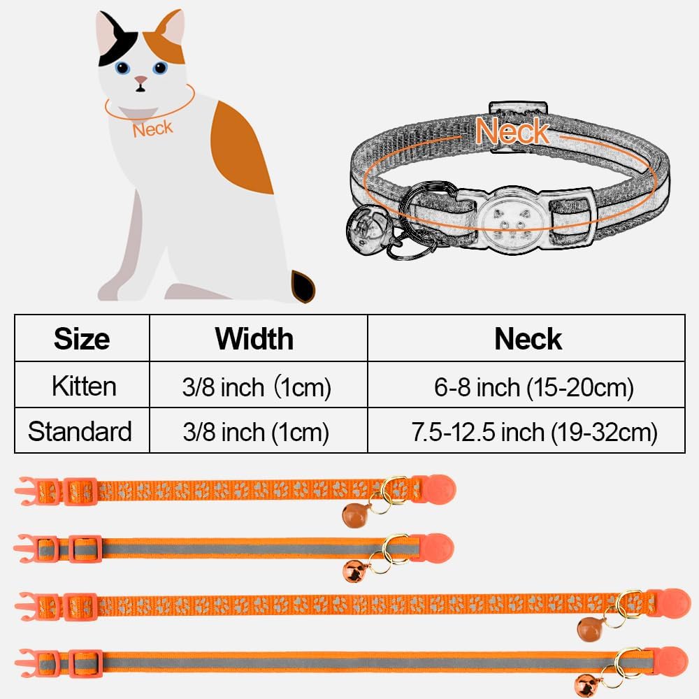 Taglory Reflective Cat Collars with Bells, Pack of 2