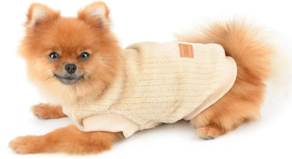 SMALLLEE_LUCKY_STORE Ribbed Fleece Pet Jumper