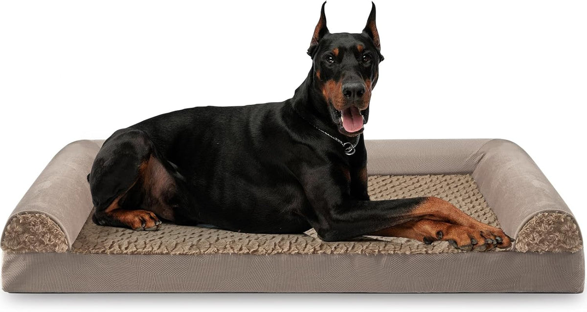 FURTIME Foam Dog Sofa Bed with U-Shaped Bolster
