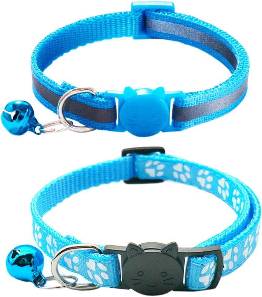 Qinao Reflective Cat Collars with Bells, Pack of 2