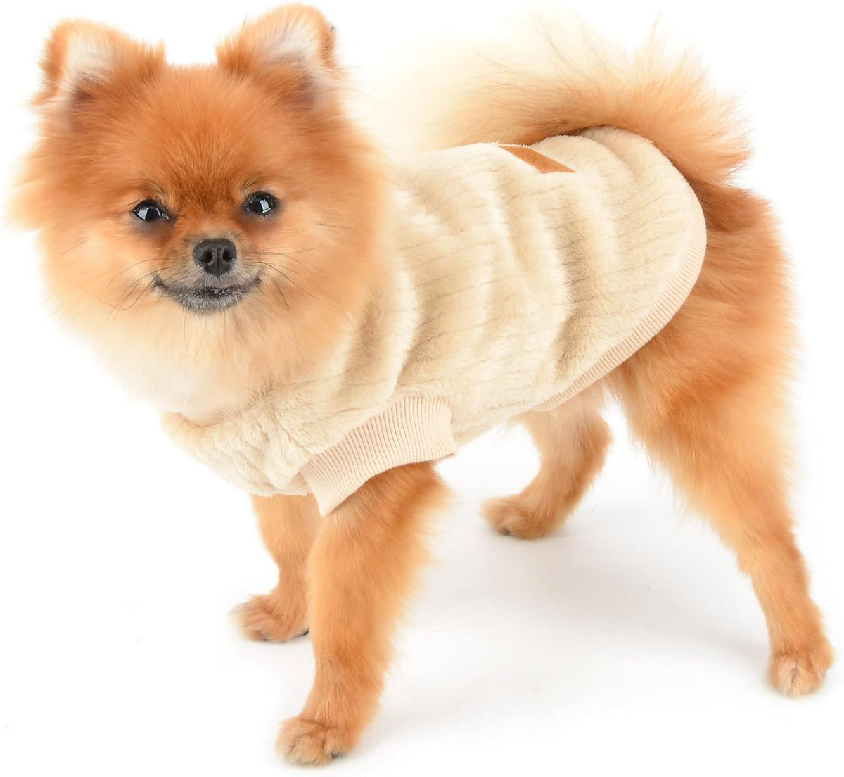 SMALLLEE_LUCKY_STORE Ribbed Fleece Pet Jumper