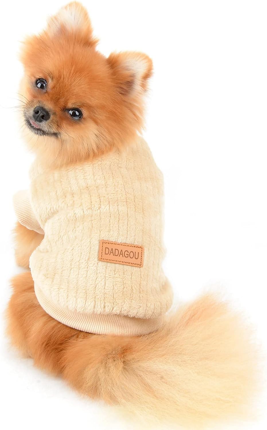 SMALLLEE_LUCKY_STORE Ribbed Fleece Pet Jumper