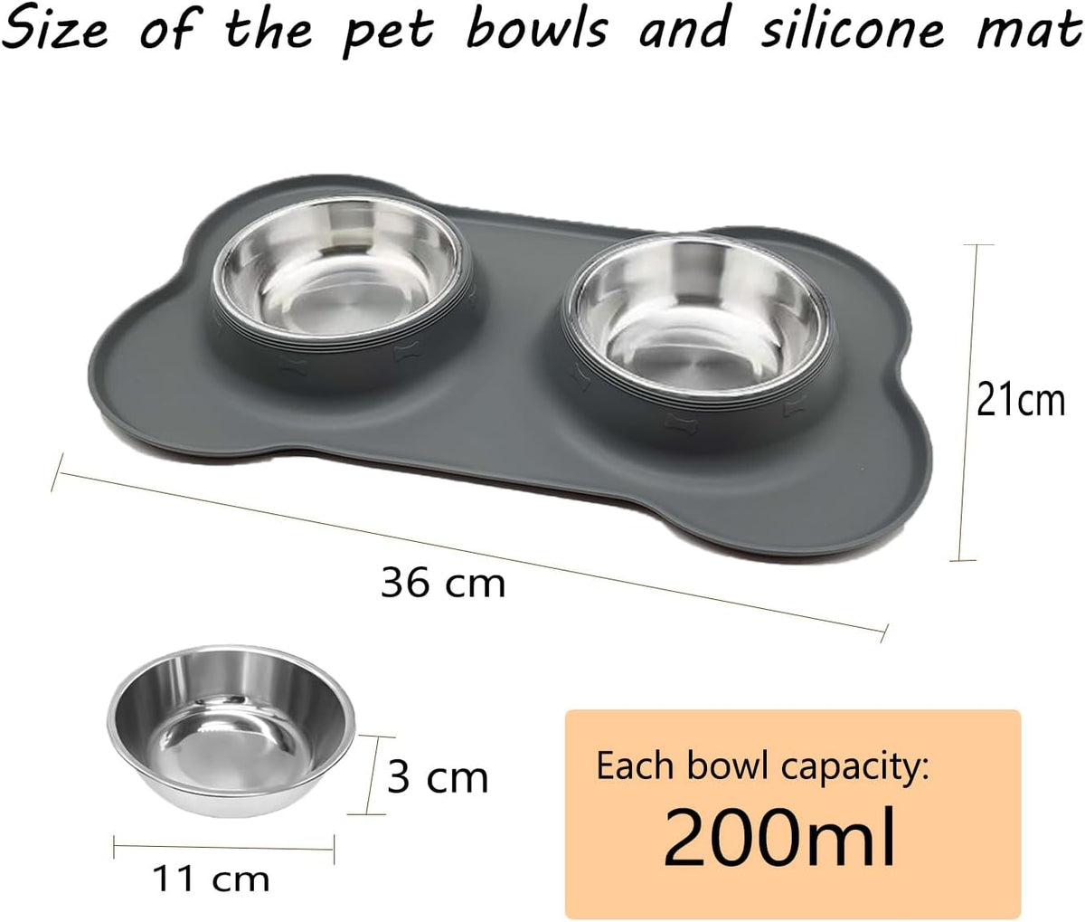 YOKA Double Stainless-Steel Pet Bowls with Mat