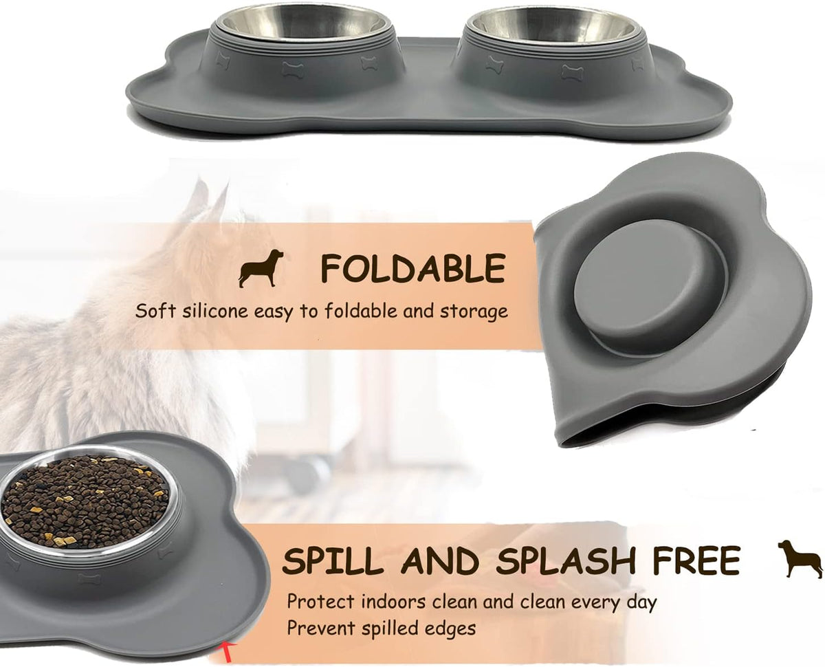 YOKA Double Stainless-Steel Pet Bowls with Mat