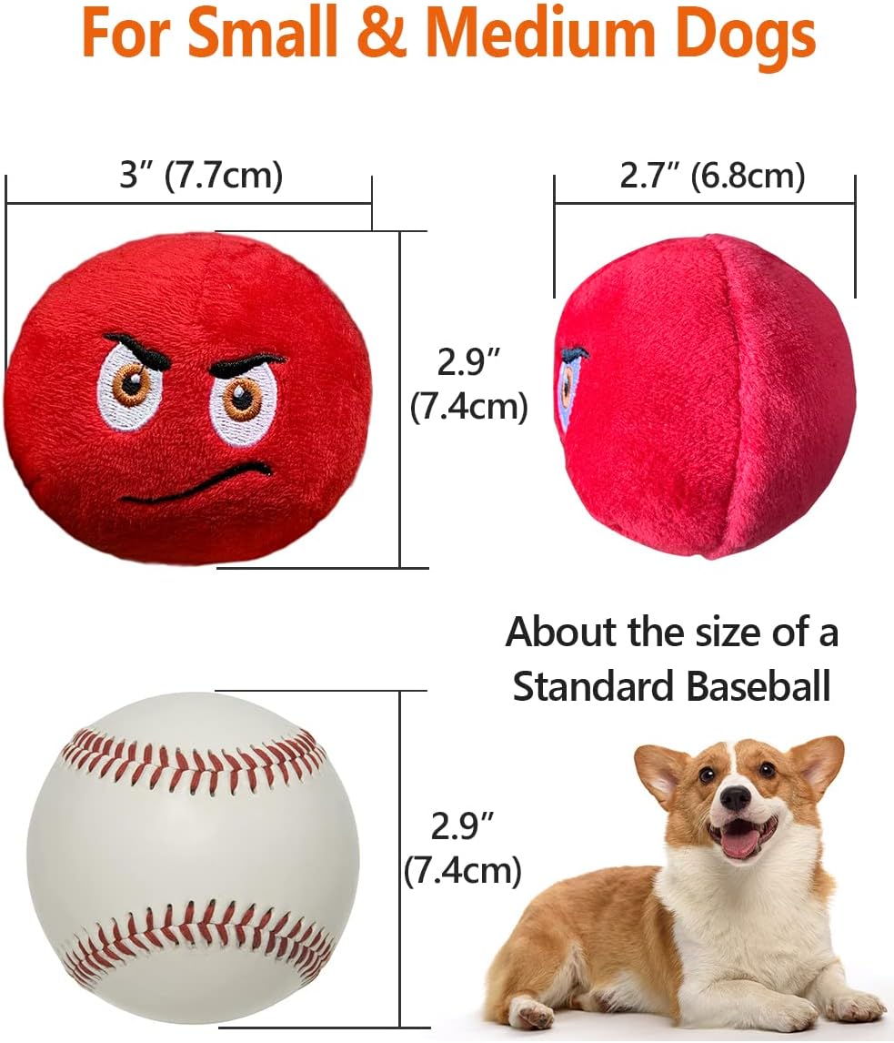 TONGKTAI Squeaky Plush Ball Toys for Small Dogs