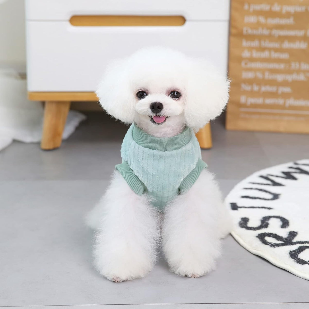 SMALLLEE_LUCKY_STORE Ribbed Fleece Pet Jumper