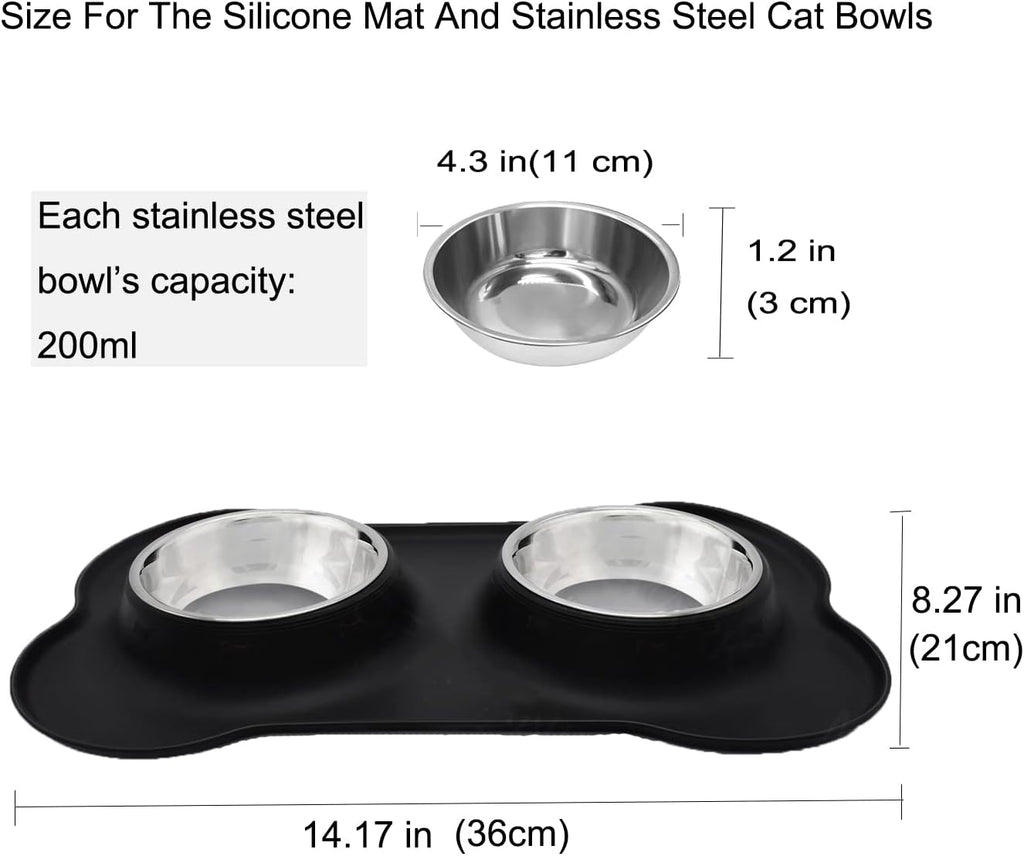 YOKA Double Stainless-Steel Pet Bowls with Mat