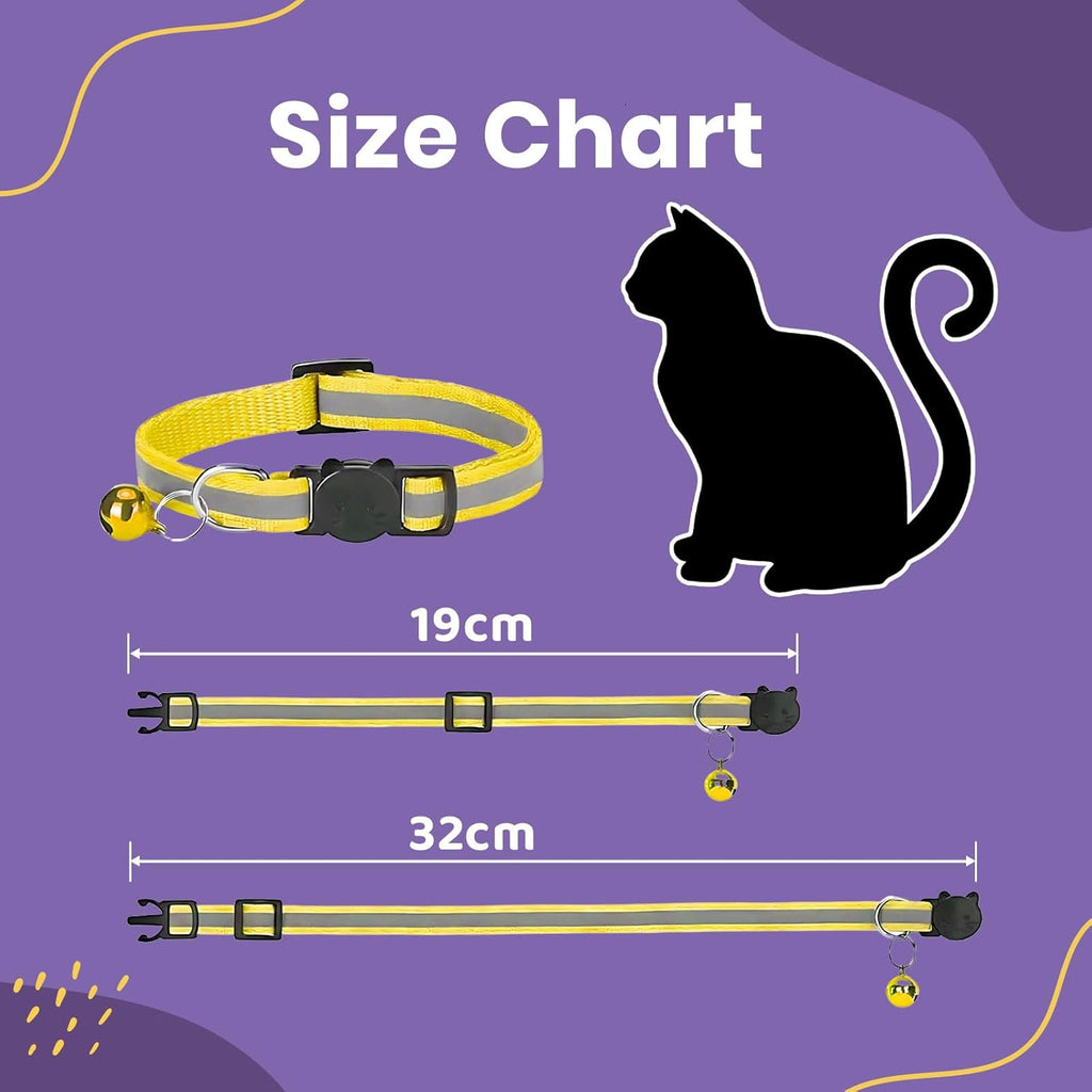 Reflective Cat Collars with Bells and Release Buckles