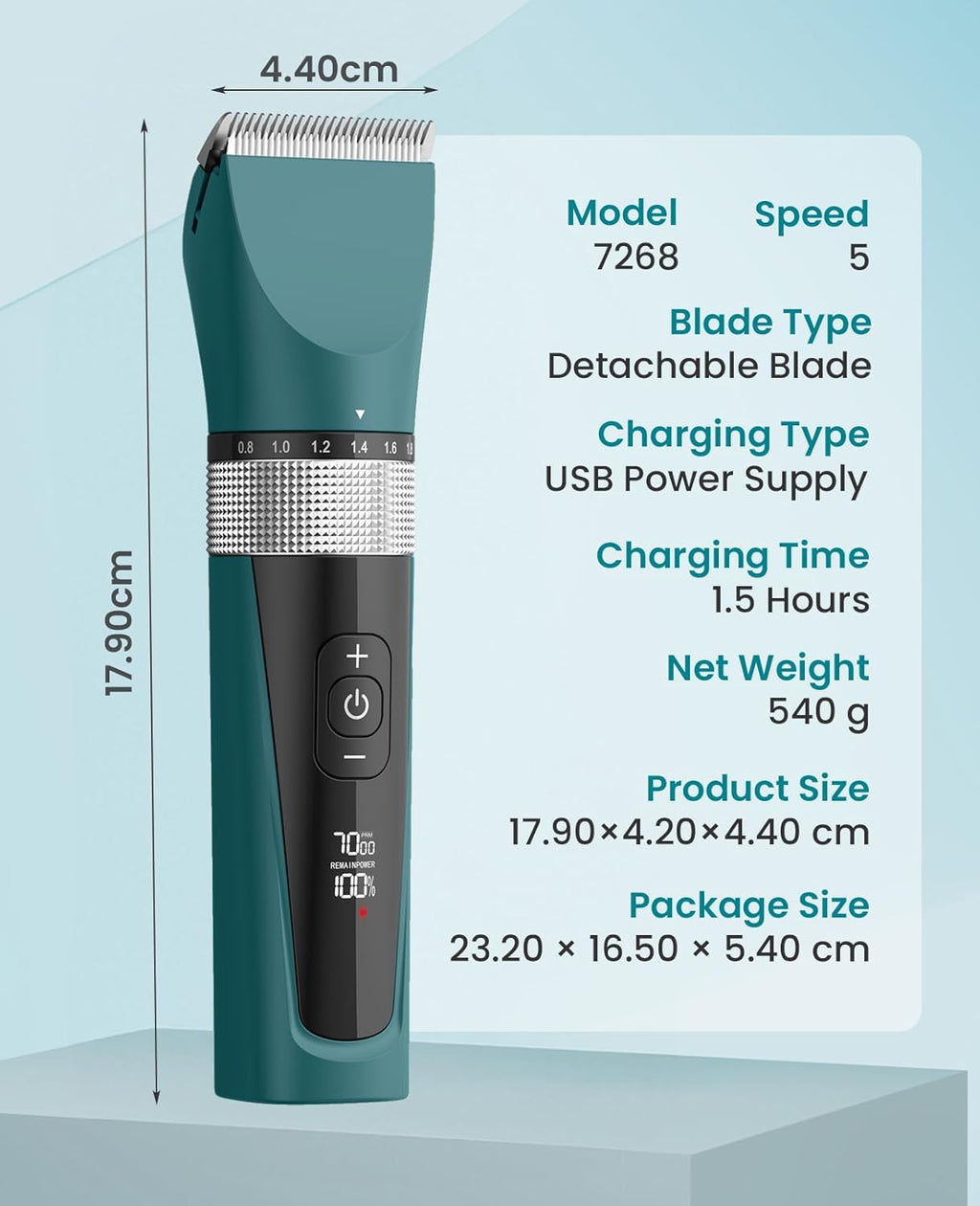 oneisall Five-Speed Cordless Pet Clippers