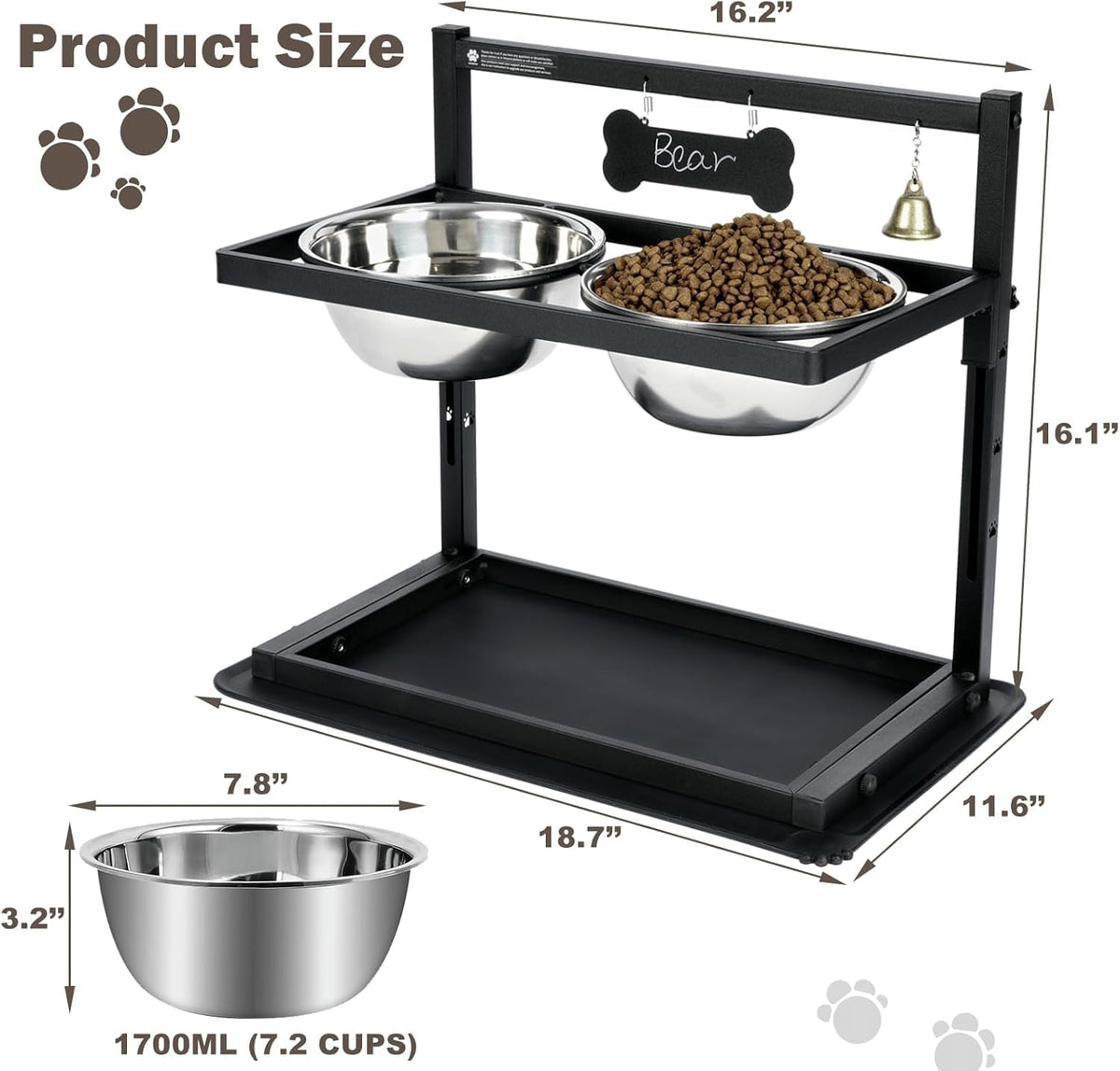 ADENGL Height-Adjustable Dog Feeding Stand