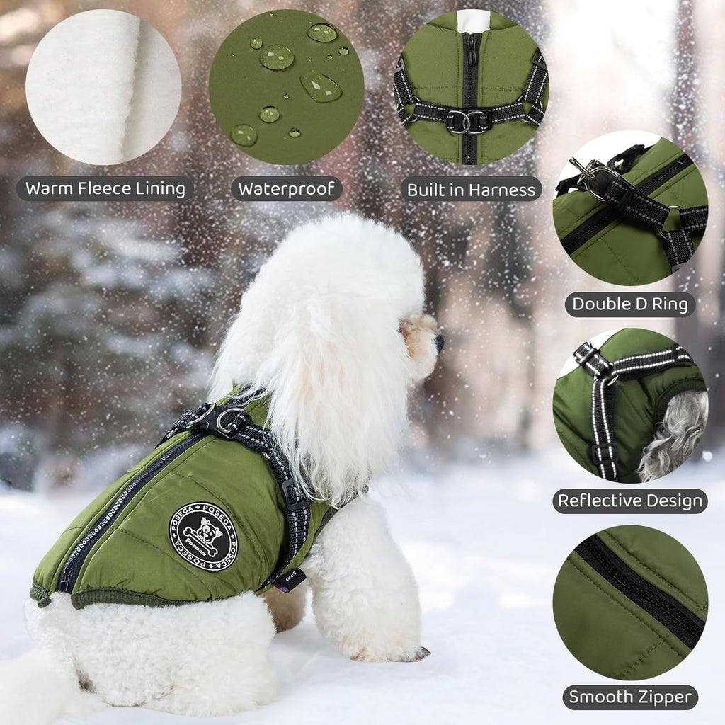 Poseca Dog Coat with Harness Attachment