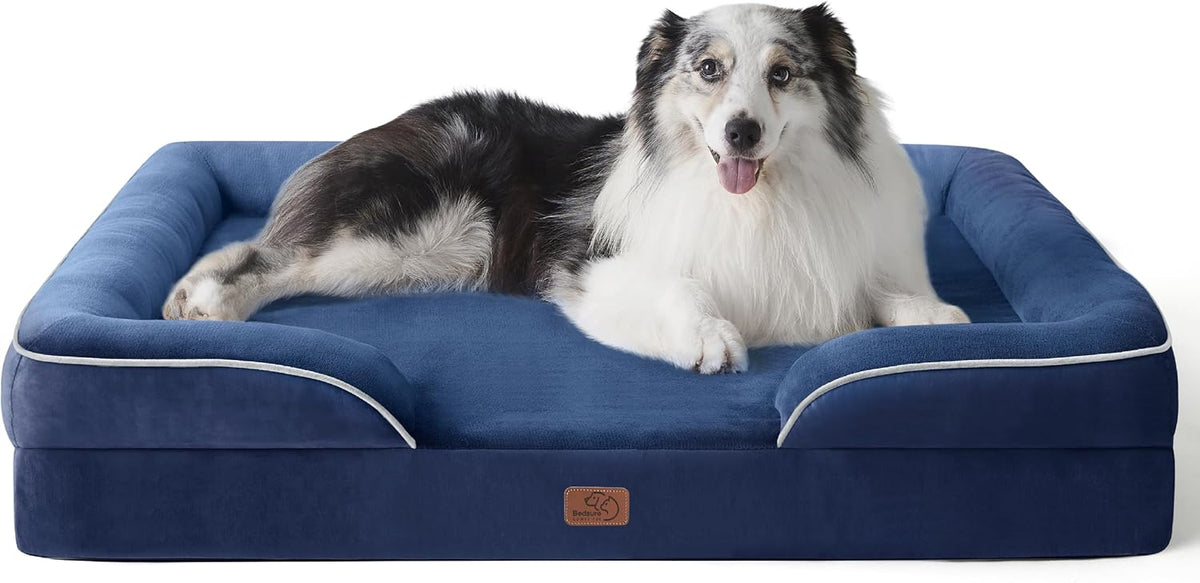 Bedsure Foam Dog Sofa Bed with Bolster Sides