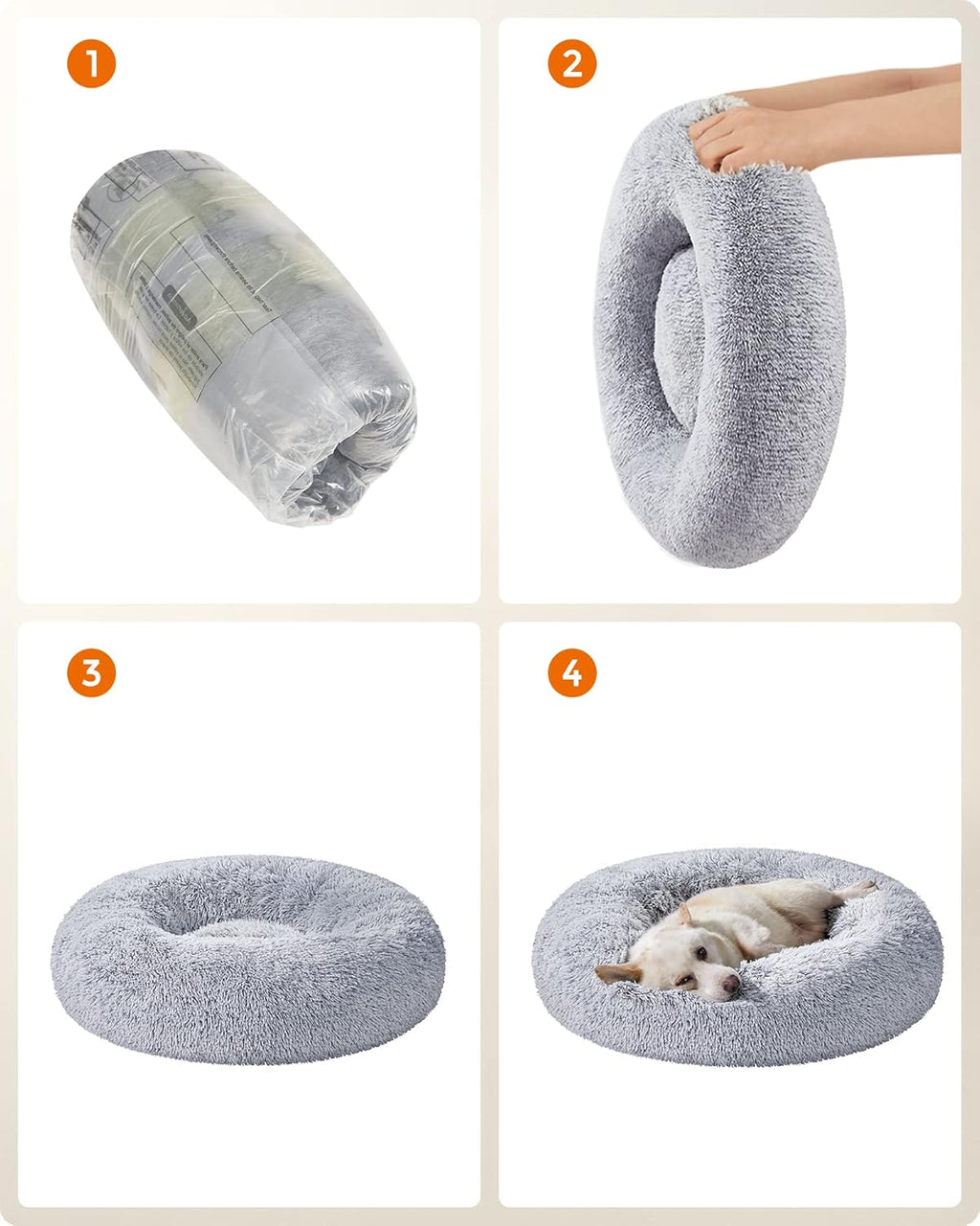 Feandrea Plush Donut Pet Bed