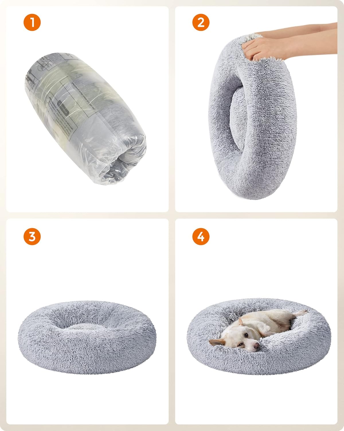 Feandrea Plush Donut Pet Bed with Centre Cushion