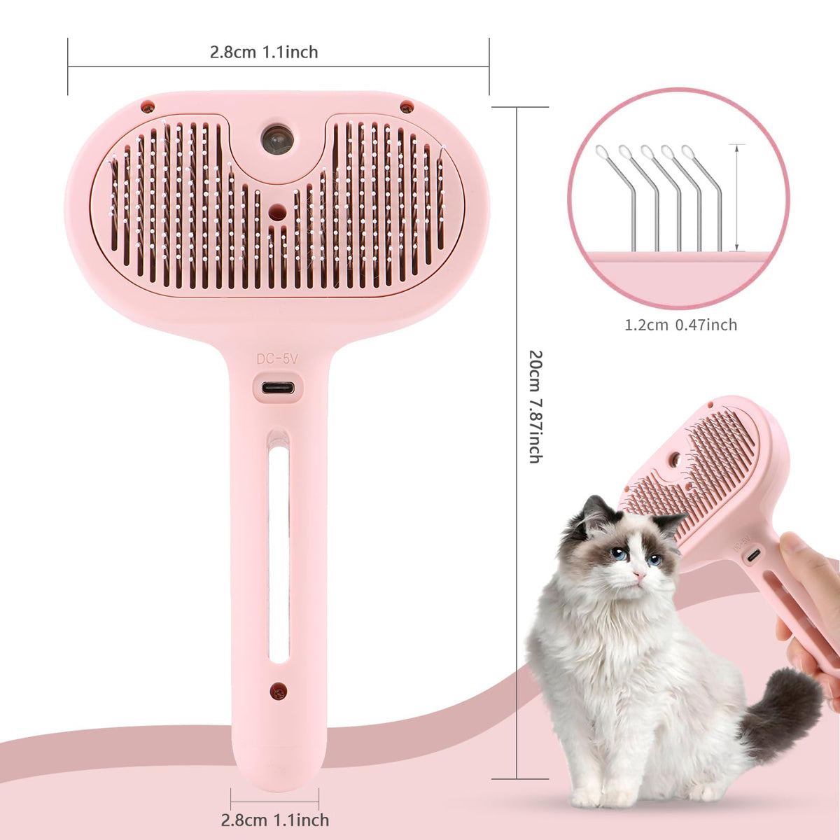 Self-Cleaning Pet Grooming Brush with Water Spray