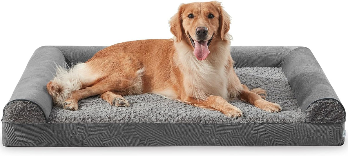FURTIME Foam Dog Sofa Bed with U-Shaped Bolster