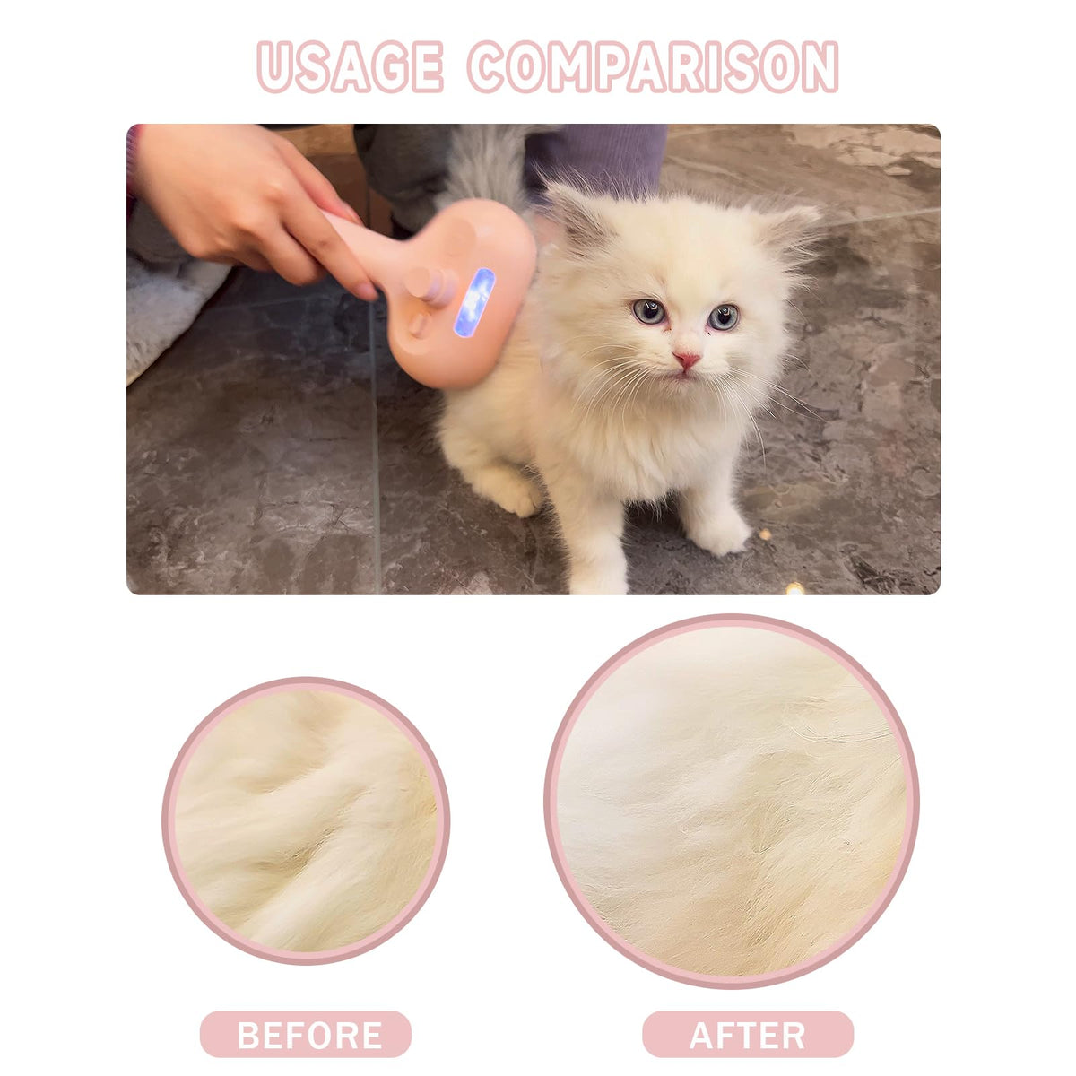 Self-Cleaning Pet Grooming Brush with Water Spray