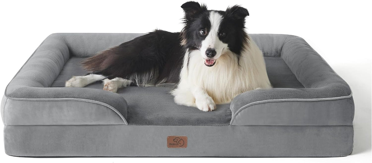 Bedsure Foam Dog Sofa Bed with Bolster Sides