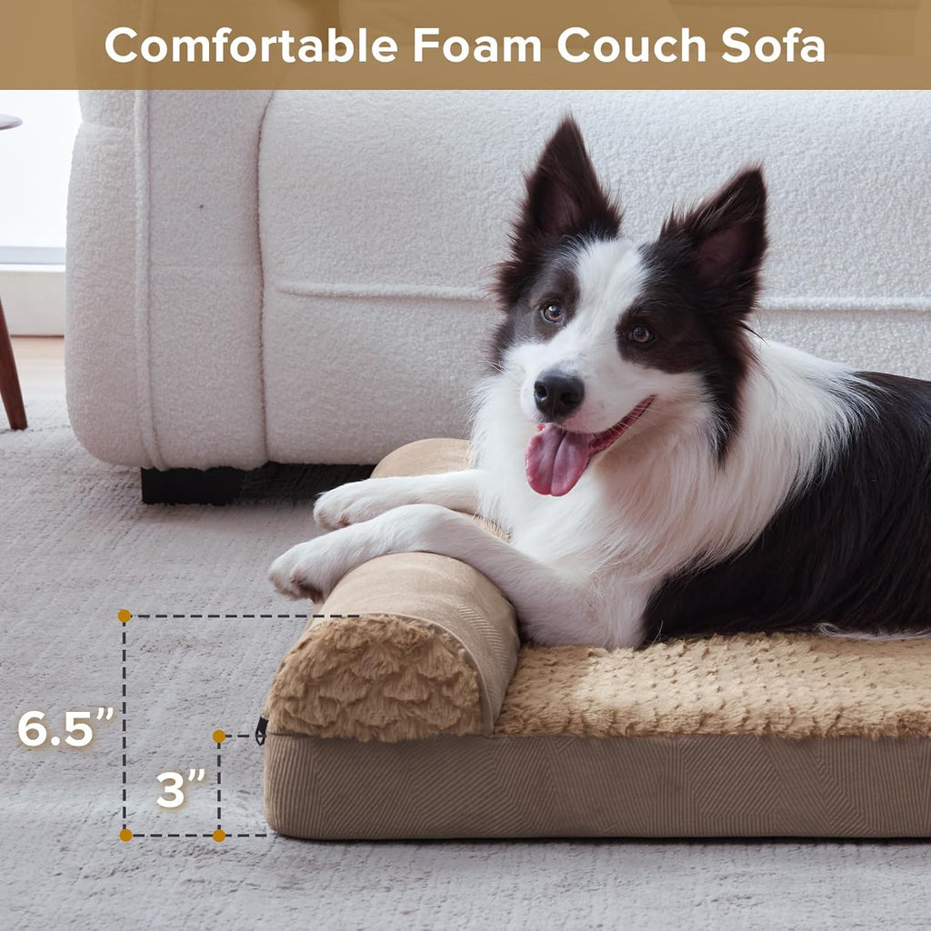 FURTIME Foam Dog Sofa Bed with U-Shaped Bolster