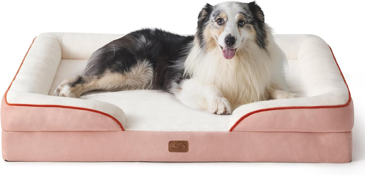 Bedsure Foam Dog Sofa Bed with Bolster Sides