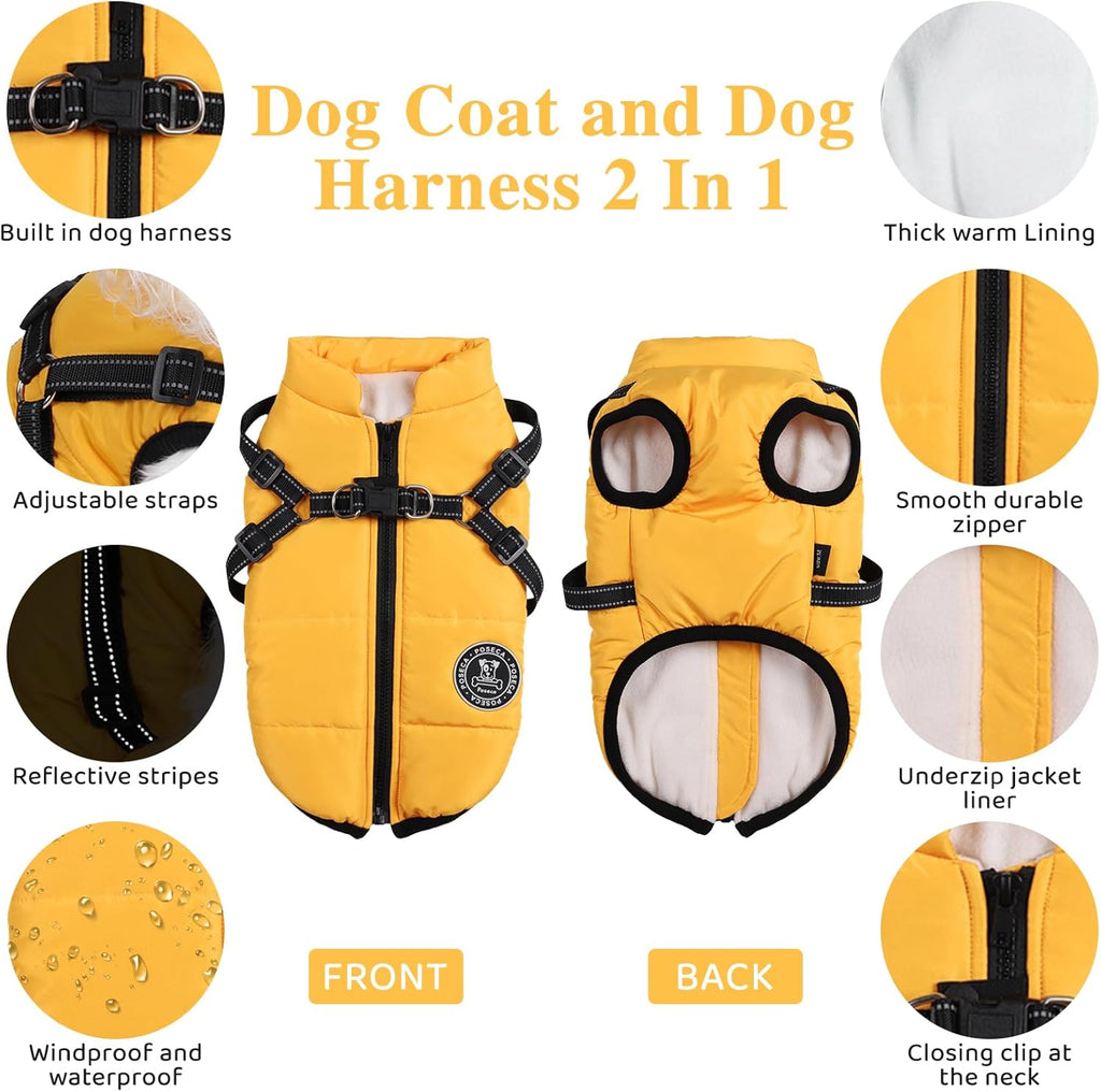 Poseca Dog Coat with Harness Attachment