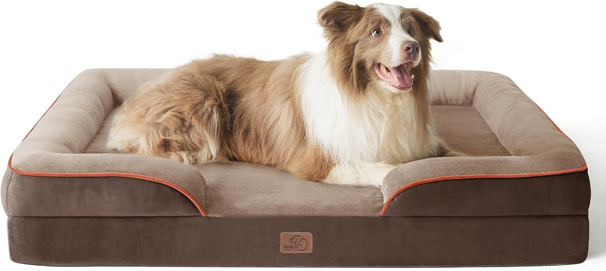 Bedsure Foam Dog Sofa Bed with Bolster Sides
