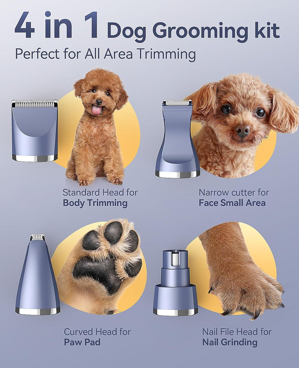 oneisall Cordless Pet Grooming Kit, 4 in 1