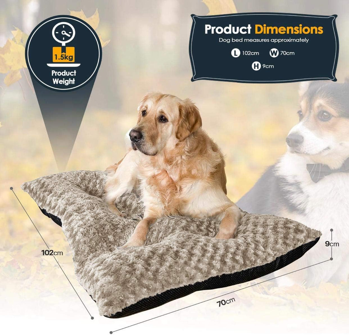 Victoria & Carter Rectangular Dog Bed, 102 x 70 cm