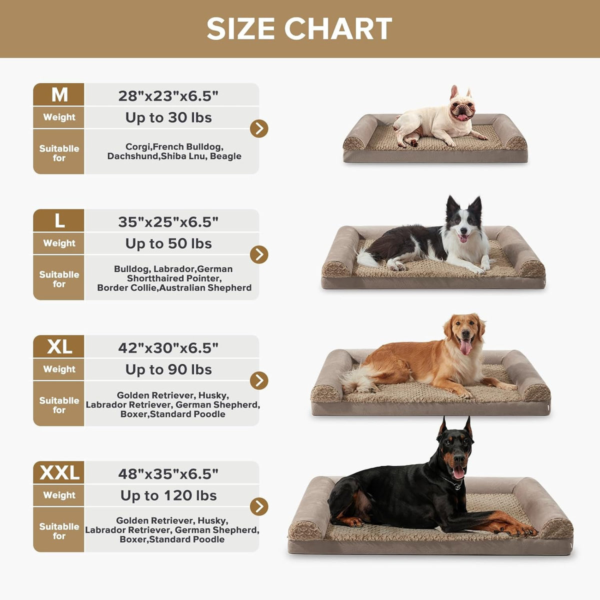 FURTIME Foam Dog Sofa Bed with U-Shaped Bolster