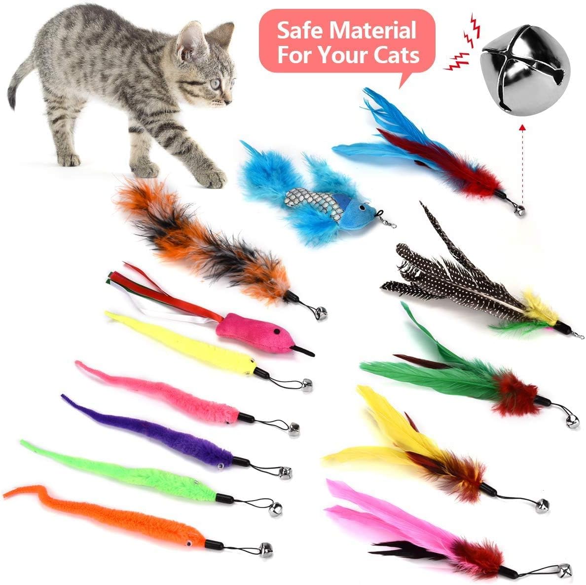 Bojafa Cat Teaser Wand Set, 15 Pieces