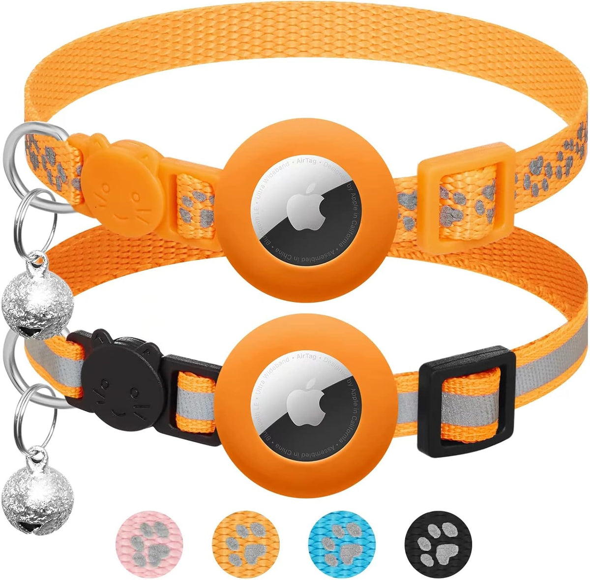 Breakaway Cat Collars with AirTag Holders, Pack of 2