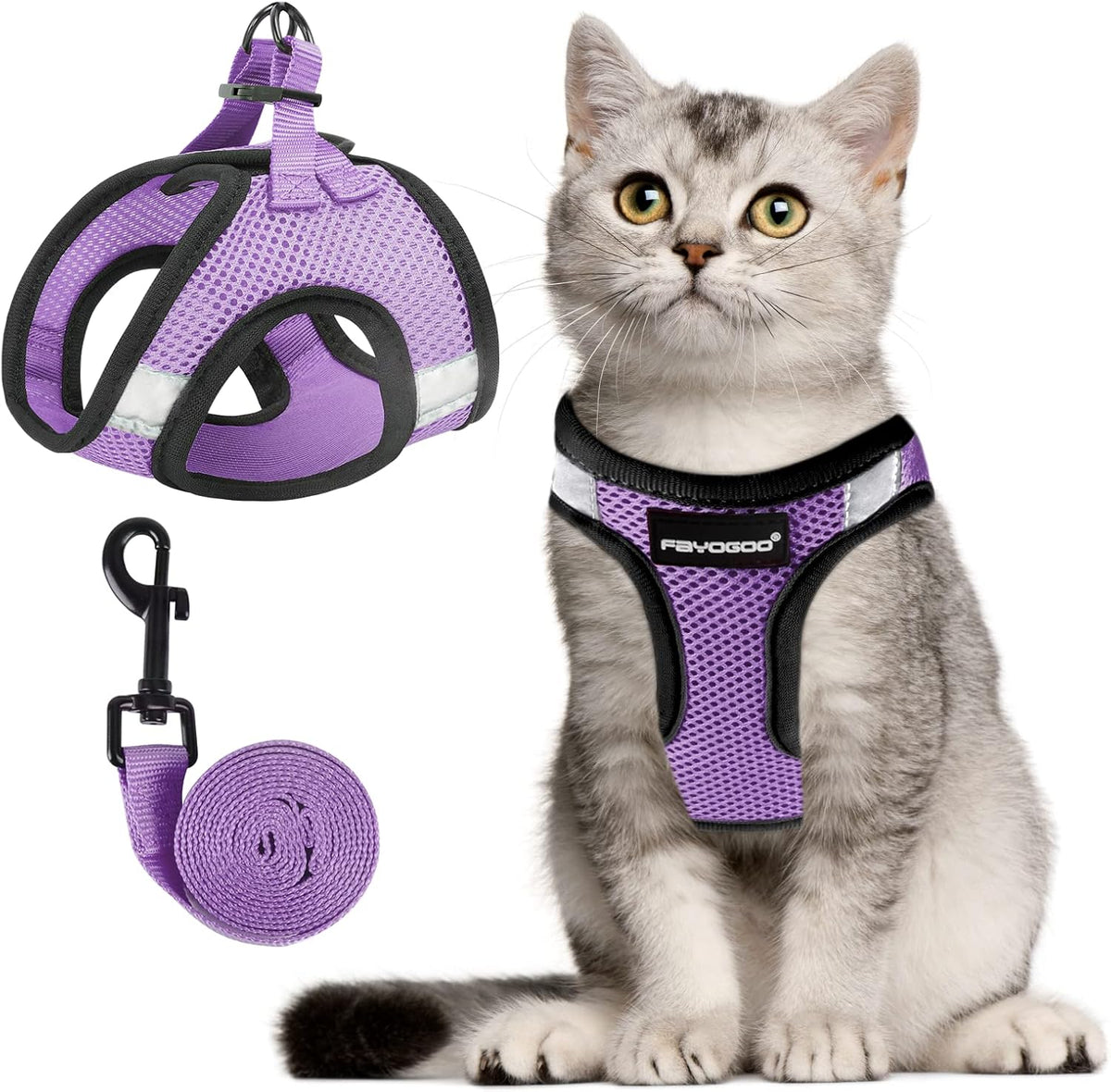 FAYOGOO Mesh Cat Harness and Lead Set