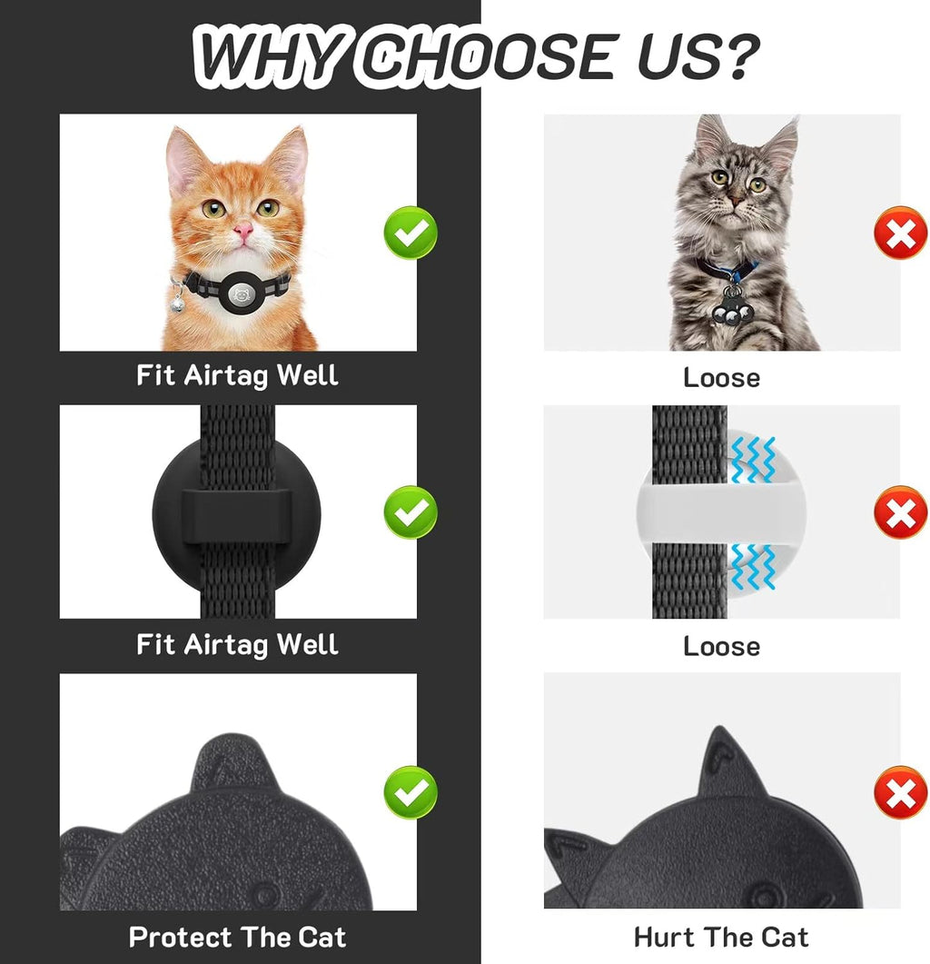 Breakaway Cat Collars with AirTag Holders, Pack of 2