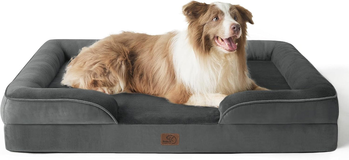 Bedsure Foam Dog Sofa Bed with Bolster Sides