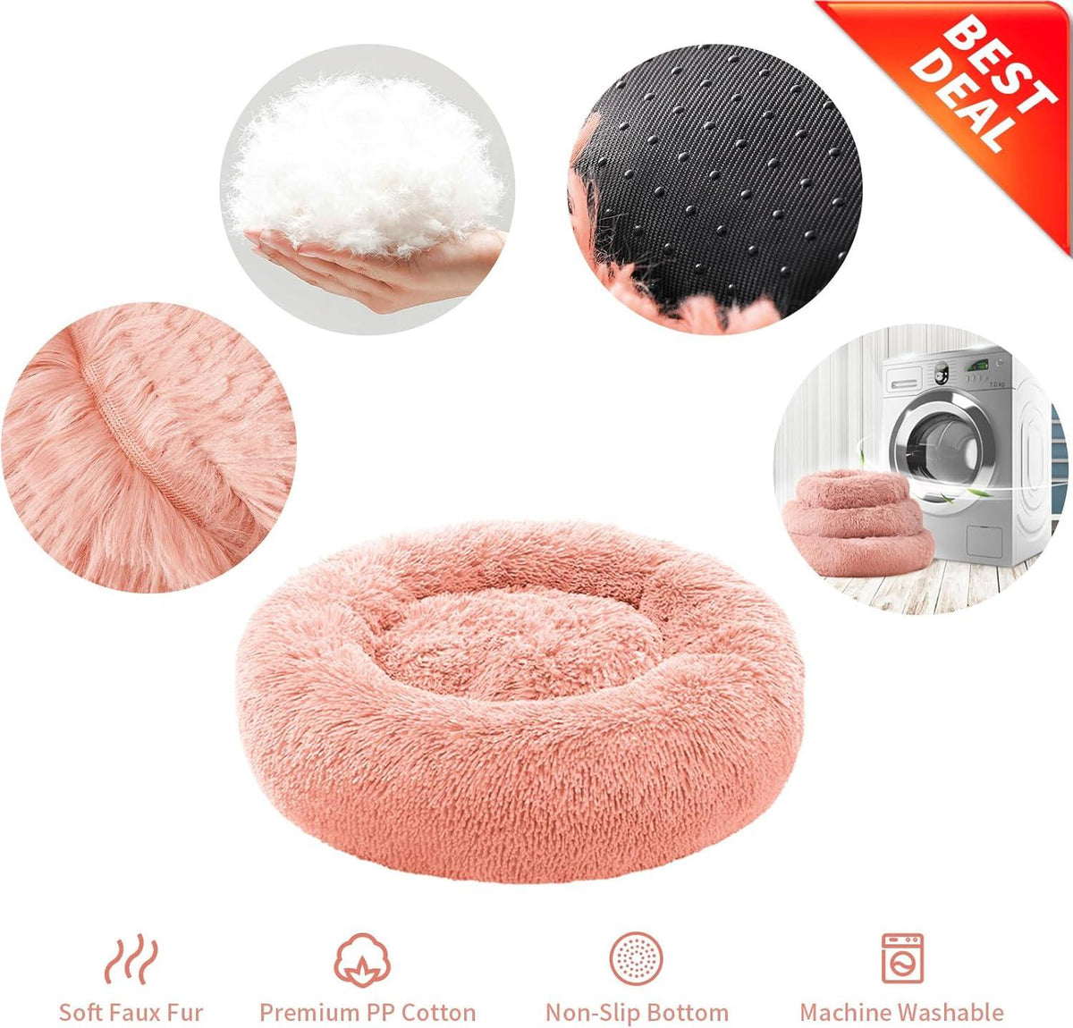 YOJOGEE Faux-Fur Donut Pet Bed