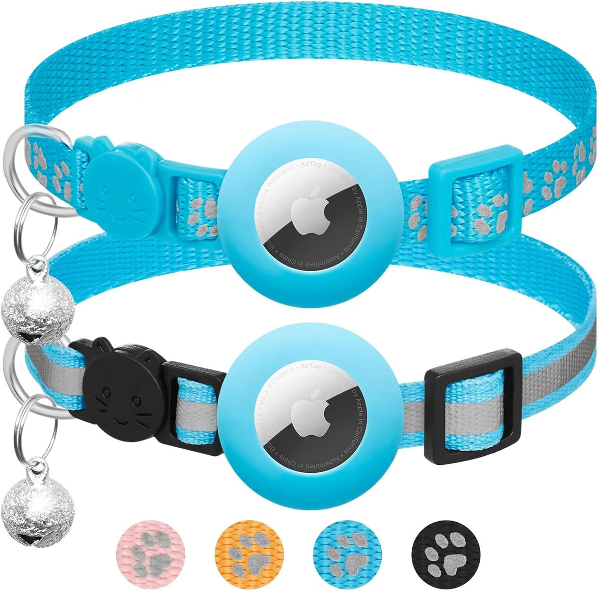 Breakaway Cat Collars with AirTag Holders, Pack of 2