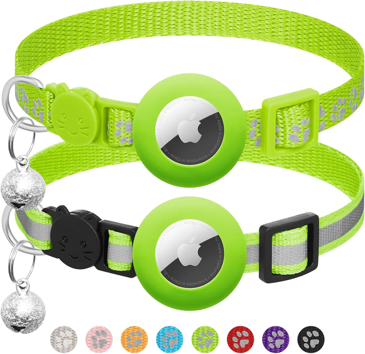 Breakaway Cat Collars with AirTag Holders, Pack of 2