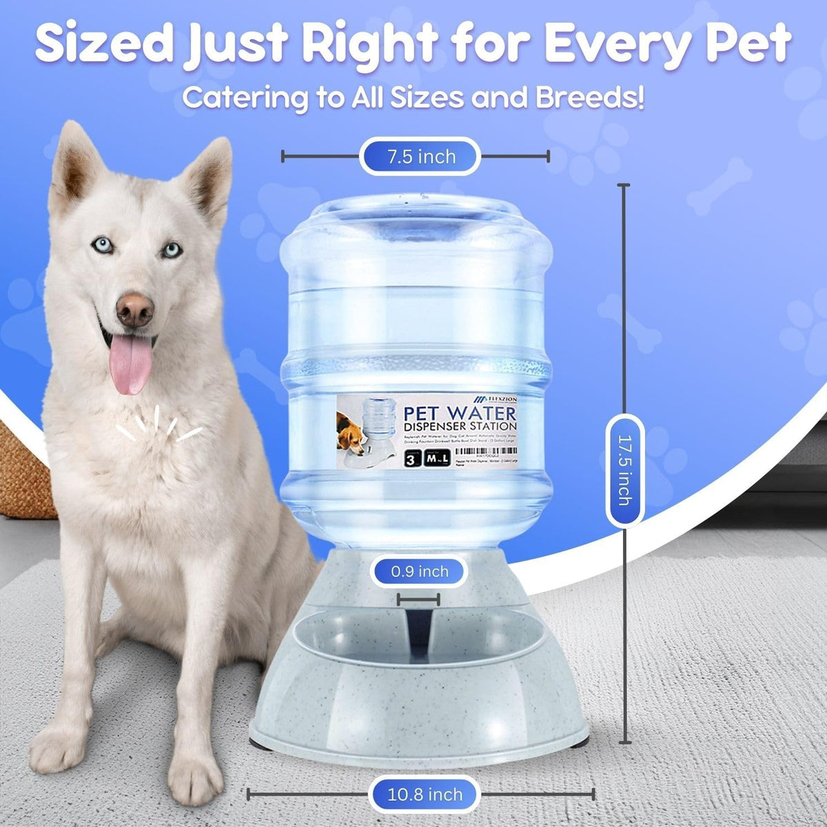 Flexzion Gravity Pet Water Dispenser, 11.4 L
