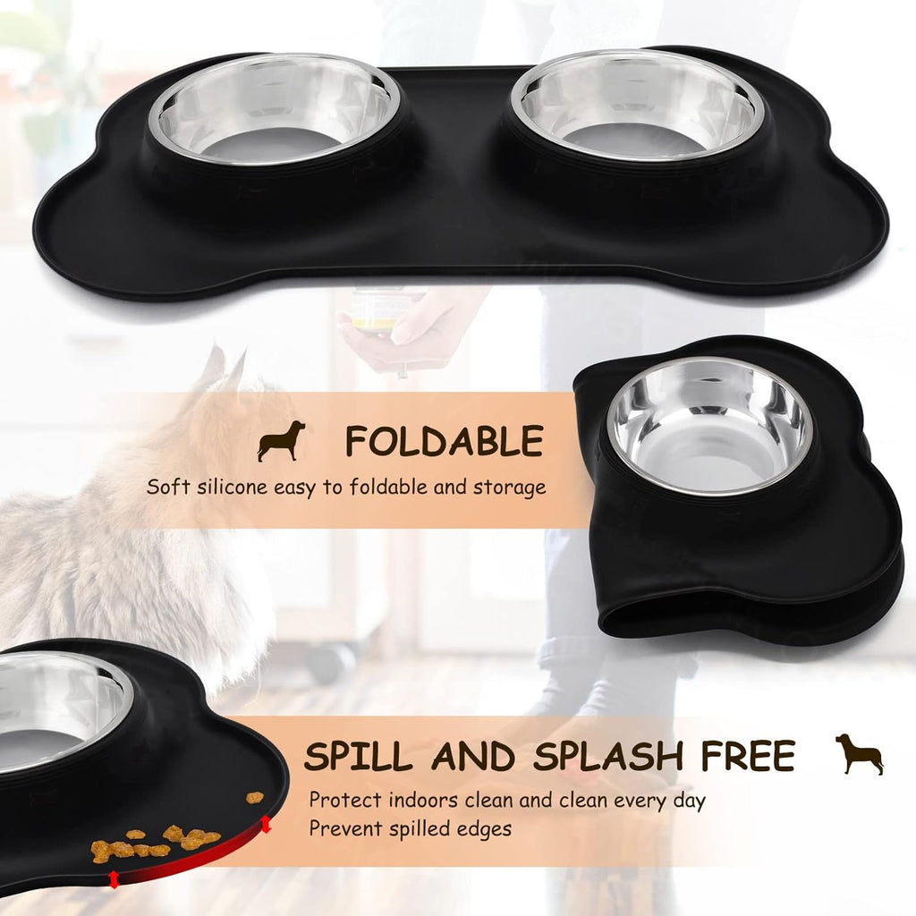 YOKA Double Stainless-Steel Pet Bowls with Mat