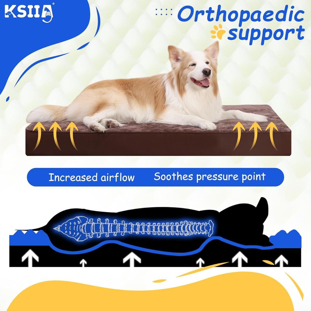 KSIIA Foam Dog Crate Bed with Removable Cover