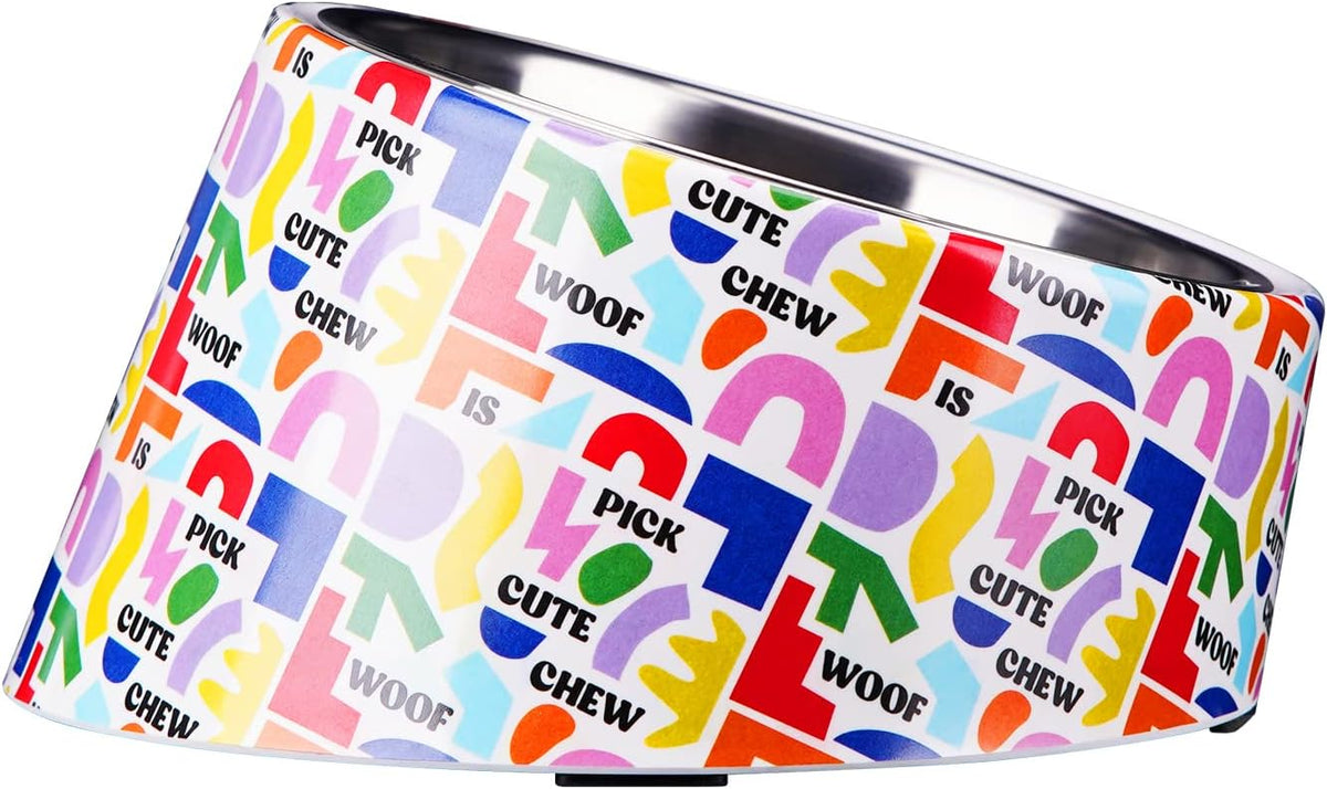 SuperDesign Slanted Stainless-Steel Pet Bowl