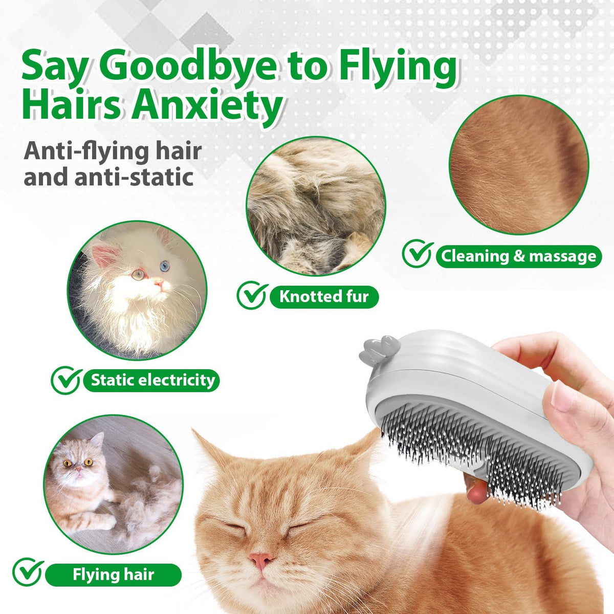 POIIOPY Self-Cleaning Pet Brush with Water Spray