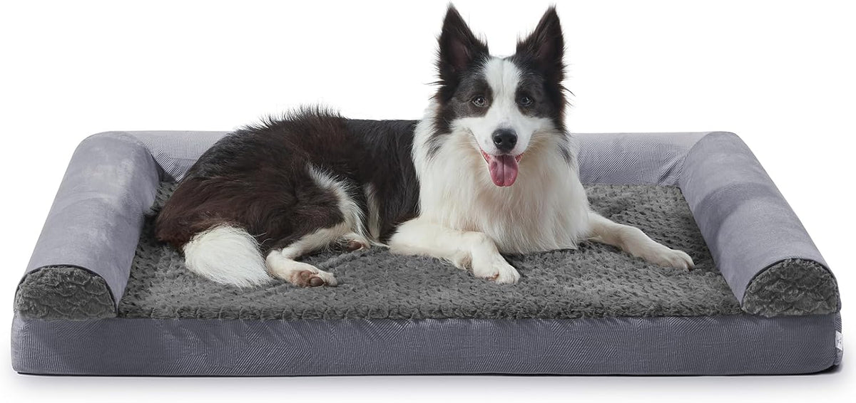 FURTIME Foam Dog Sofa Bed with U-Shaped Bolster