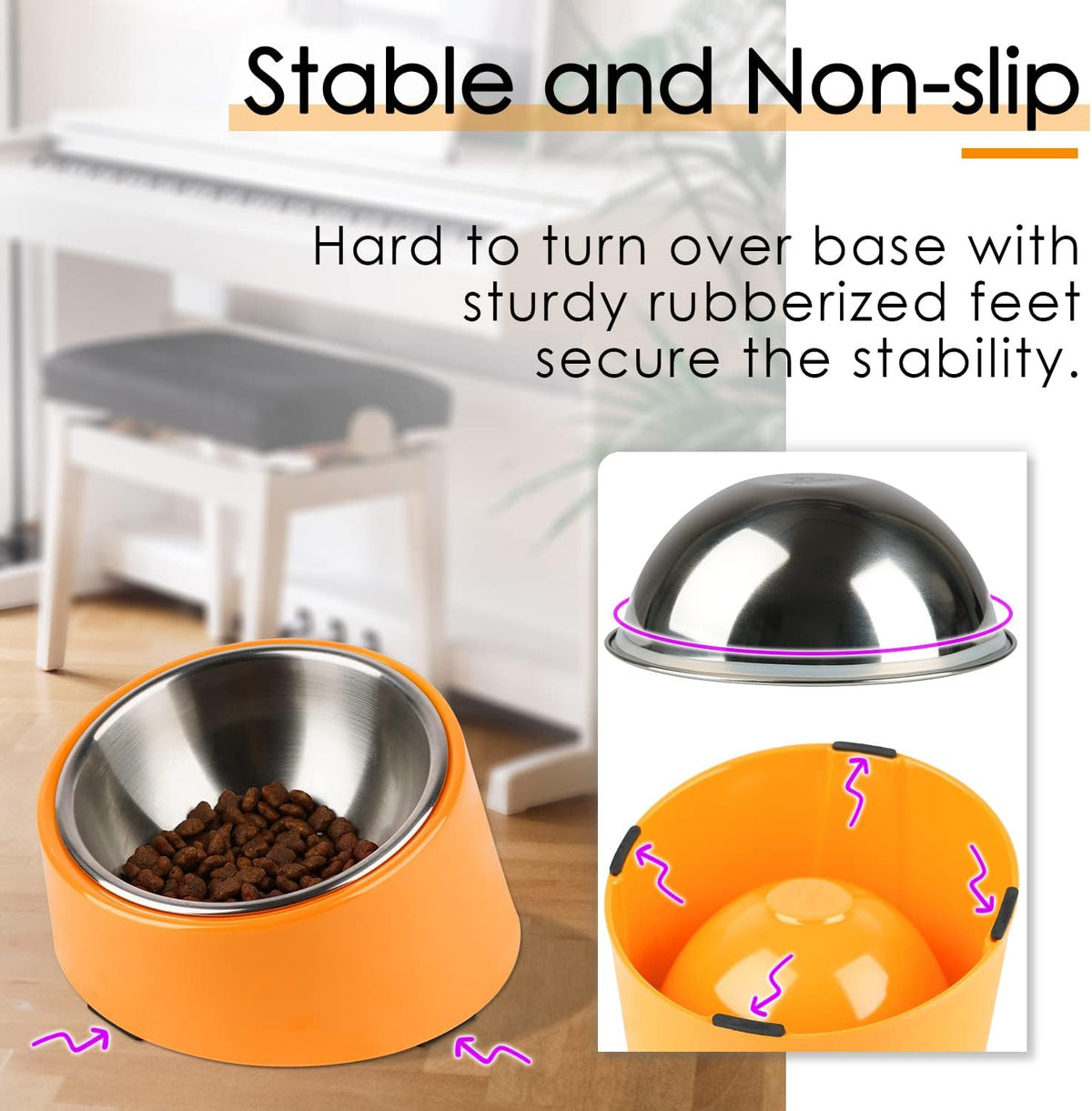SuperDesign Slanted Stainless-Steel Pet Bowl