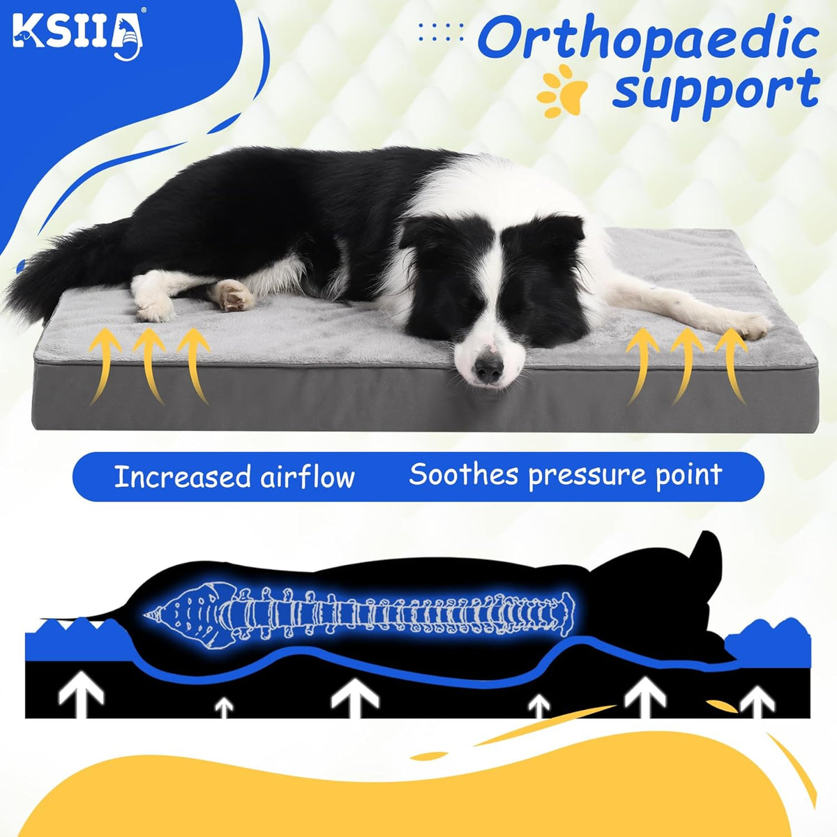 KSIIA Foam Dog Crate Bed with Removable Cover